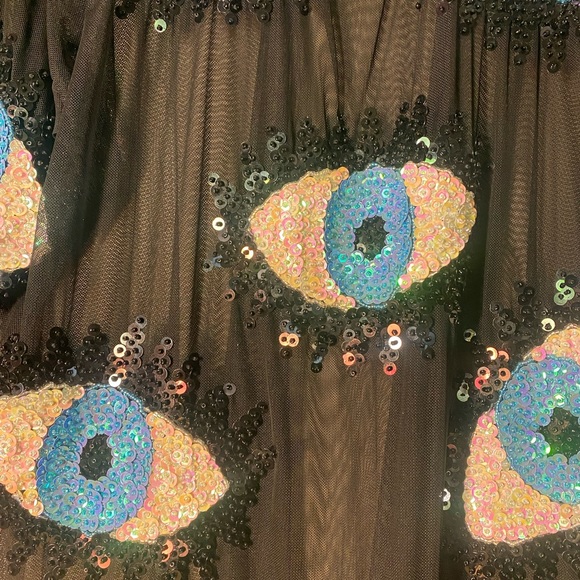 Discount Universe Med Large Australian Designer Art Piece Rare Sequin Eye Blouse - Picture 3 of 7